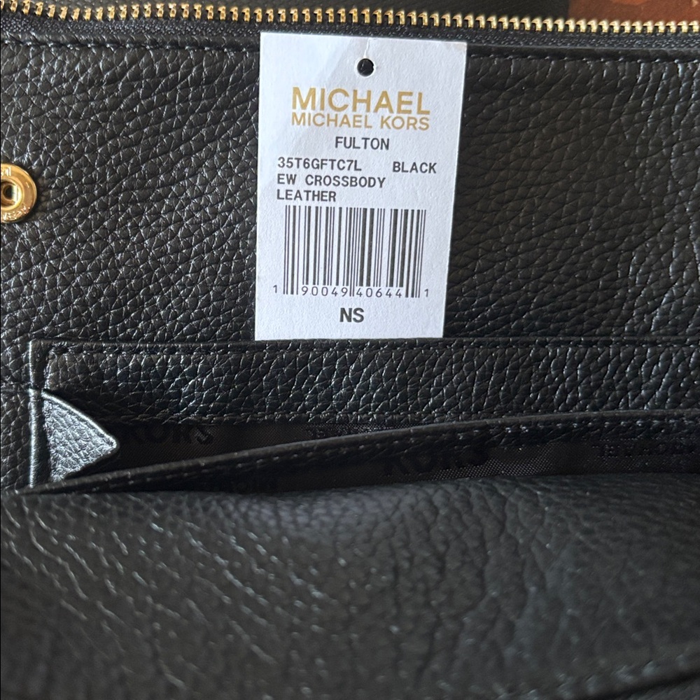NWT Michael Kors Soft Pebbled Leather FULTON Shoulder Crossbody Bag black - Picture 7 of 7